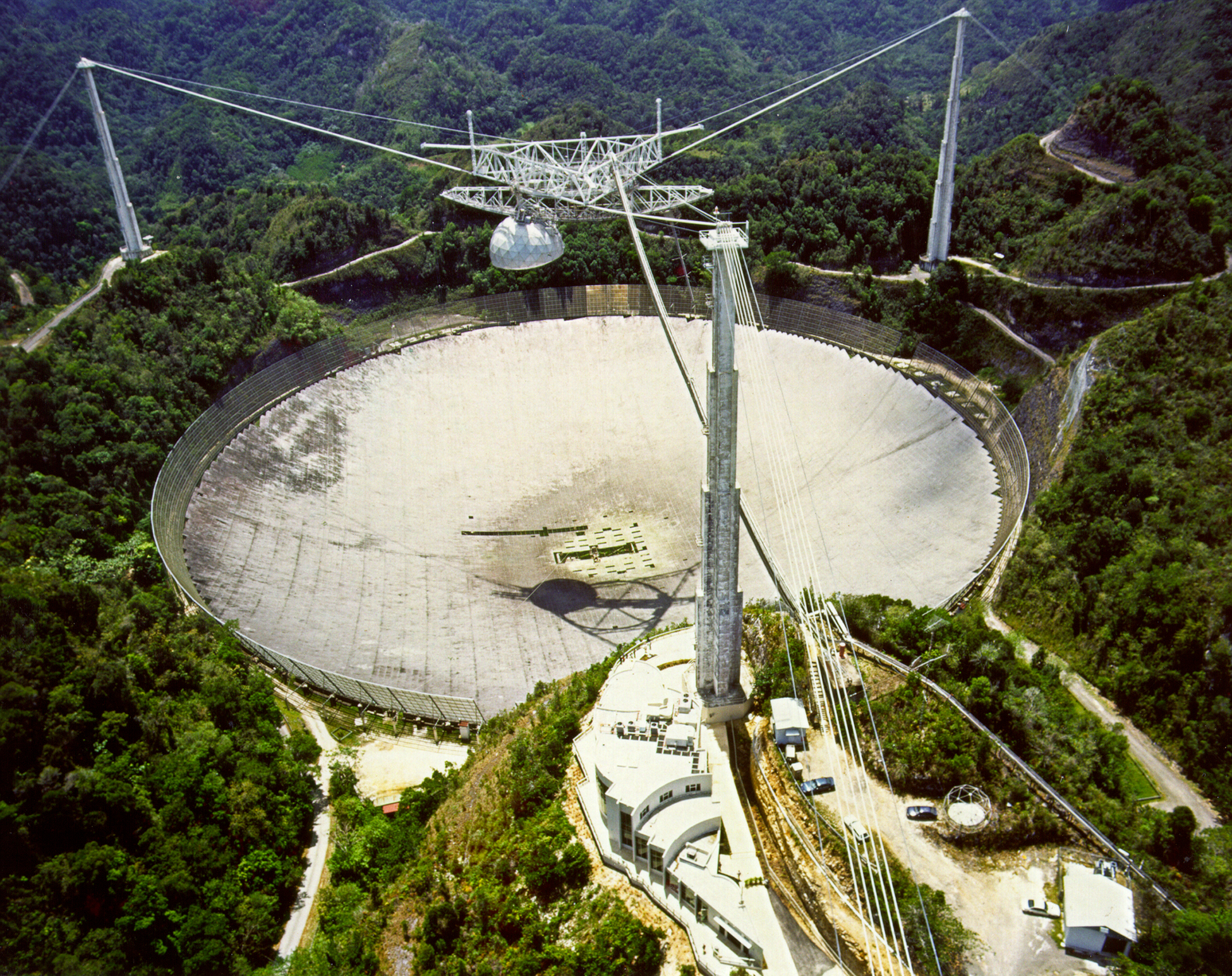 Birds-eye view of the now-defunct Arecibo Telescope